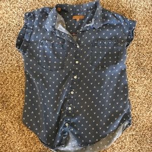 Blue Button Up Patterned Shirt